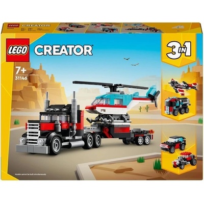 LEGO® Creator 31146 Nákladiak s plochou korbou a helikoptéra
