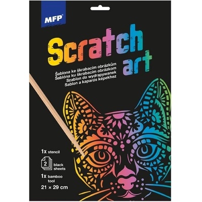 Škrabací obrázek šablona A4 Kočka 21x29cm – Zboží Dáma