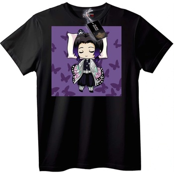 NOONEBRAND Тениска Аниме Chibi пеперуда - 7XL, Black