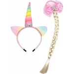 LEAN Toys Set of Unicorn Headband with Braid and Pastel Bow