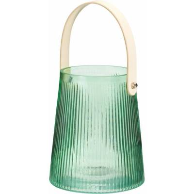 Koopman Skleněná lucerna s uchem na svíčku 13 × 15,5 cm, zelená