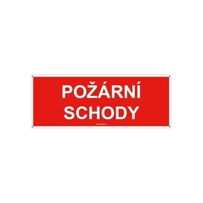 Požární schody - bezpečnostní tabulka s dírkami, plast 2 mm 210x80 mm