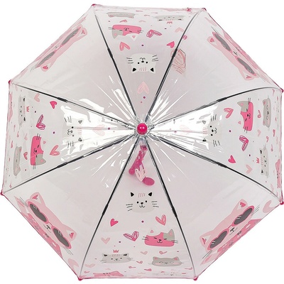 Dětský průhledný vystřelovací deštník kočka 4 pink – Sleviste.cz