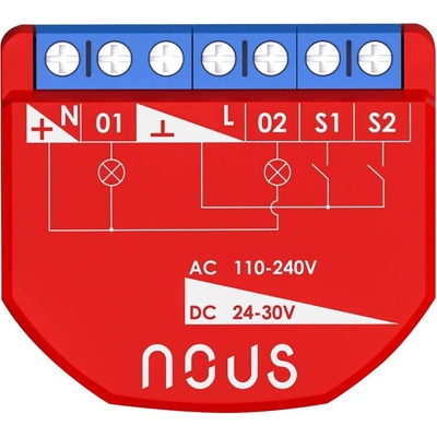 Nous B3Z ZigBee Smart spínací modul (2 kanály, meranie spotreby)