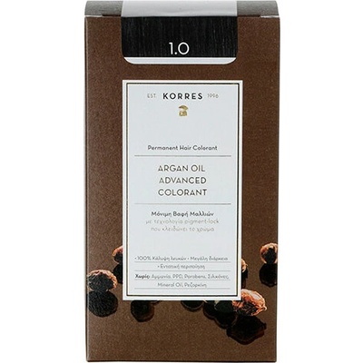 Korres Argan Oil farba na vlasy s arganovým olejom 1.0 Black