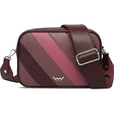 VUCH Pruhovaná crossbody kabelka na zips Vínová