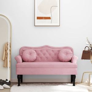 vidaXL Пейка с възглавници, розова, 120, 5x65x75 см, кадифе (372143)
