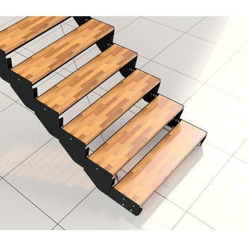 TLC Asta Modulové schody Deska lepená vnitřní(buk) PZ - pozinkovaný ocelový plech, Počet stupňů: 18