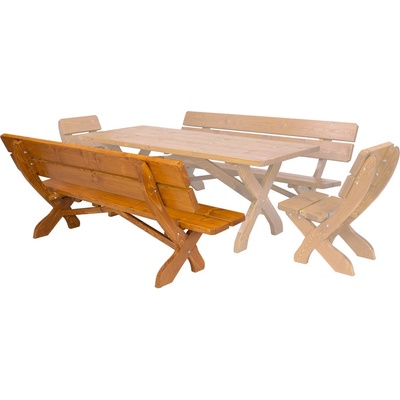 Drewmax MO112 lavice masivního smrkového dřeva 200 x 62 x 89 cm Dub – Zboží Dáma