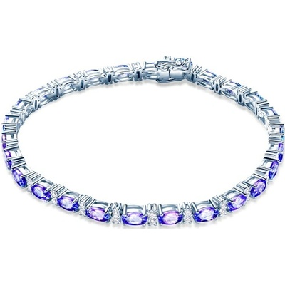SAVICKI Tenisový náramok biele zlato s tanzanitmi a diamanty 3,6 mm 18 cm - SAVB00788 W