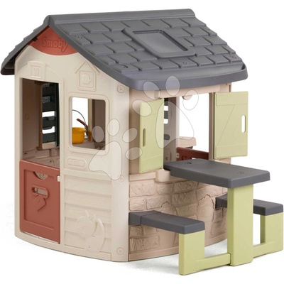 Smoby Domček s piknikovým stolíkom Mud Cooking House Life s pracovným pultom