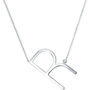 SAVICKI Сребърно колие с буква r, бял сапфир 0.05К, 45 см