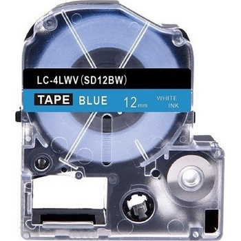 Compatible Epson LK-SD12BW, 12mm x 9m, бял печат / син фон, съвместима лента (LKSD12BW)
