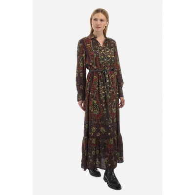La Martina Woman Dress L/s Printed Viscos červená