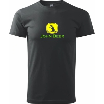 John Beer jeleň s pivom pánske tričko čierne