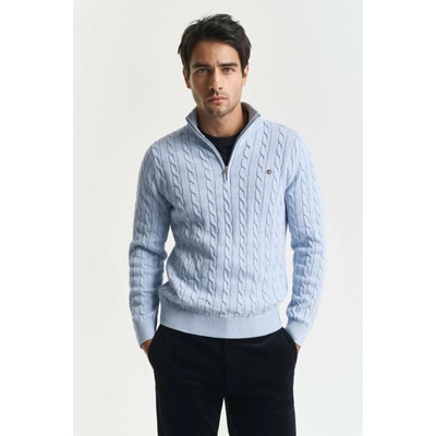 Gant Cotton Cable Half Zip Ice Blue Melange