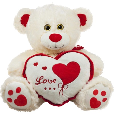 Амек Тойс Плюшена играчка Амек Тойс - Мече със сърце с кант червен, 45 cm (040131-2)