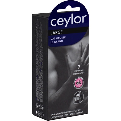 ceylor Single: Large, 9 extra wide condoms with cream lubricant
