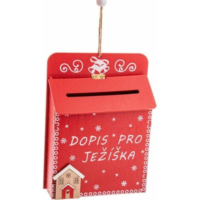Dakls Drevená závesná vianočná dekorácia 17 cm Dopis Pro Ježíška