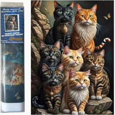 Norimpex Diamantový obrázek 7 koček 30 x 40 cm 2000897