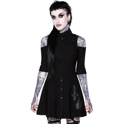 KILLSTAR Дамска рокля KILLSTAR - Paranormal Shirt-Dress - ЧЕРНА - KSRA002156