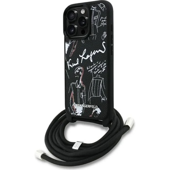 KARL LAGERFELD Калъф Karl Lagerfeld Crossbody Grained Pattern & Logo за iPhone 16 Pro - черен (3666339468002)