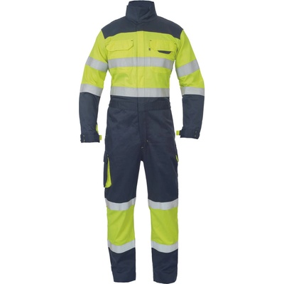 Cerva Stroke FR HV / HI-VIS multinormná kombinéza žltá-námorná modrá XS
