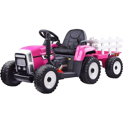 Mamido elektrický traktor s vlečkou ružová