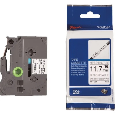 Brother ЛЕНТА ЗА ЕТИКЕТНИ ПРИНТЕРИ BROTHER ТИП HS-e - 11.7mm BLACK on White, P№ HS-E231 (HS-E231)