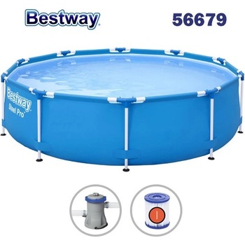 Bestway Басейн с метална конструкция, сглобяем, 305x76см, Bestway 56679 Steel Pro, с филтърна помпа (56679 Steel Pro)