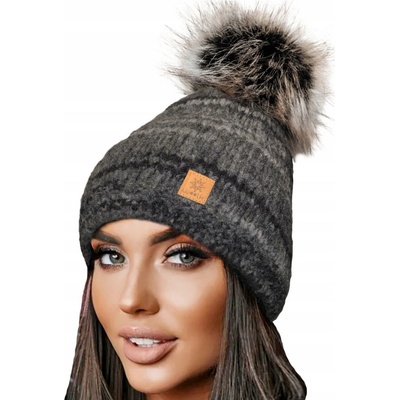 Fashionweek vlněná zimní čepice s bambulí JENOT flísová podšívka WOOL-MORGANA NR MODEL 2