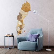 Švédsko dřevěná mapa 30 x 70 cm
