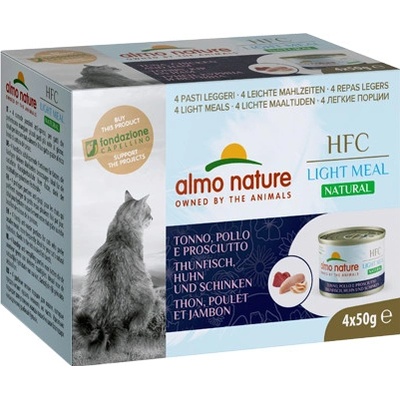 Almo nature HFC natural light meal cats tuniak s kuracinkou šunkou 4 x 50 g