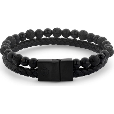 Rebel & Rose RR-M0057-B-L+ náramek Full Metal Combo 12mm Black Rocks