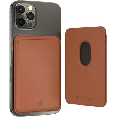 SwitchEasy MagWallet Leather Card Holder with MagSafe - кожен портфейл (джоб) за прикрепяне към iPhone с MagSafe (кафяв)
