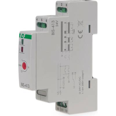 BIS-413/24 - Impulzné relé s časovým spínačom, 24V, 16A, 1x NO/NC