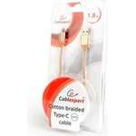 Gembird USB-C - USB-A 2.0 M/M кабел за данни 1, 8 м златна текстилна гарнитура CCB-mUSB2B-AMCM-6-G (CCB-mUSB2B-AMCM-6-G)