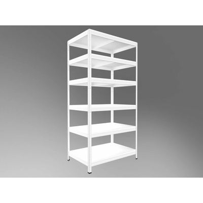 Biedrax Regál do špajze 35 x 90 x 240 cm, biely, 6 políc biele lamino 12mm, 200 kg na policu