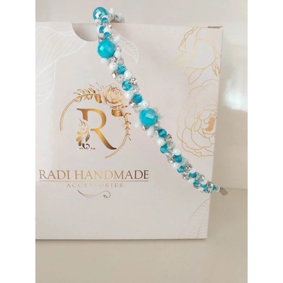 Radi handmade Елегантна диадема със сини кристали и бели перли (442)