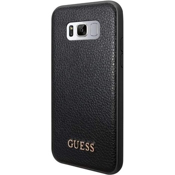 GUESS Iridescent Leather Hard Case - дизайнерски кожен кейс за Samsung Galaxy S8 (черен)
