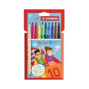 STABILO Флумастери Trio 2 in 1 10 цвята
