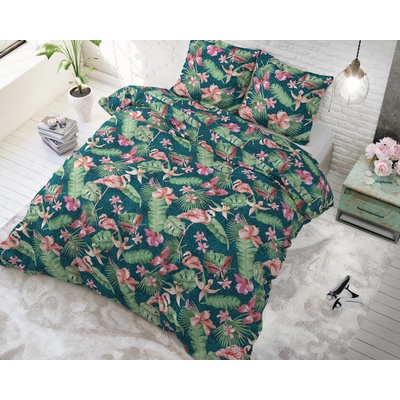 Sleeptime Двоен спален комплект Summer Vibes 2 Green с един плик поликотън
