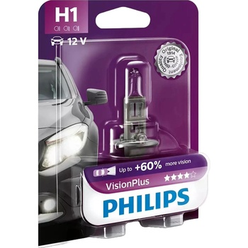 Philips Автомобилна крушка Philips - H1, Vision plus +60% more light, 12V, 55W, P14.5s (36320330)