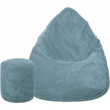 TopKing sedací vak + podnožka XL menčester Lincoln svetlomodrý 125 cm
