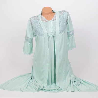 Млечно зелен комплект за бременни и кърмачки с дантела