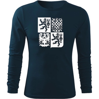 Dragowa Fit-T tričko s dlouhým rukávem český velký znak tmavě modrá