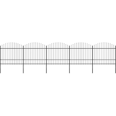 vidaXL Zahradní plot s kopím nahoře ocelový 892,5 x 175 cm černý