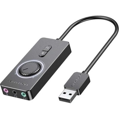 Vention USB 2.0 – 33,5 mm (externý, s regulátorom hlasitosti, stereo, čierny) 0,15, zvuková karta