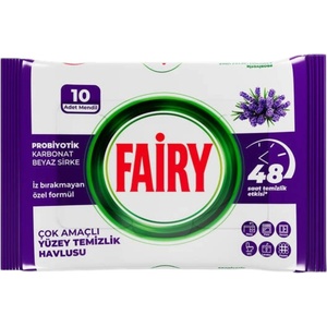  Fairy, Мокри кърпички за мултиповърхностно почистване Lavender, 10 бр