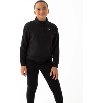 PUMA Юношески суичър Puma ESS+ Contrast Fleece Hoodie Junior - HALF ZIP BLACK